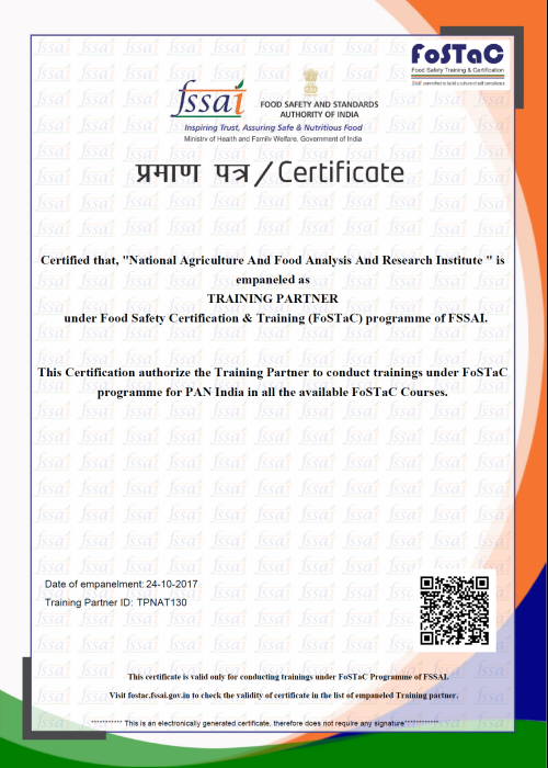 Accreditation - NAFARI FoSTaC PAN India Certificate