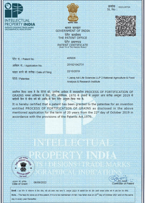 Accreditation - NAFARI Patent Certificate